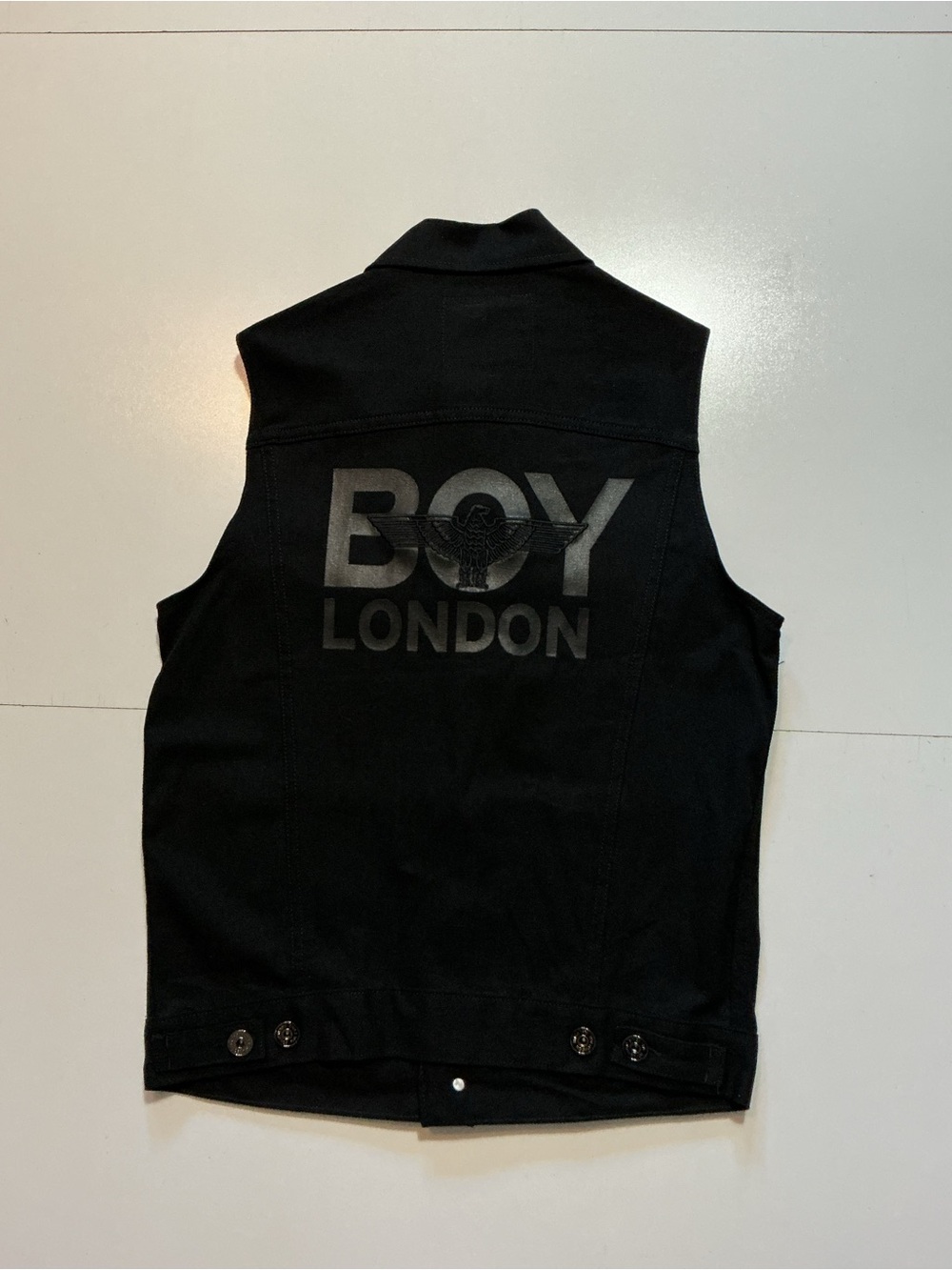 Boy London Eagle Embroidered Black Motorcycle Biker Denim Jean Vest Jacket